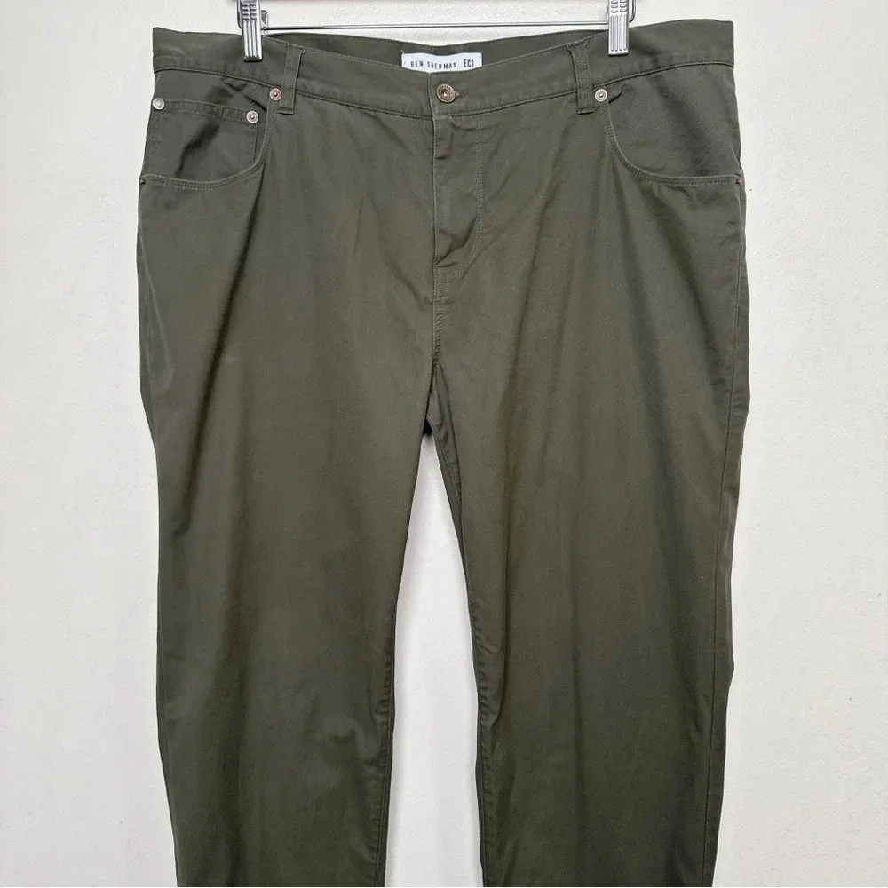 Ben Sherman Mens 38/34 Chino Dark Olive Slim Trouser